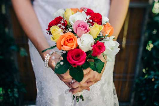 closeup of bridal bouquet